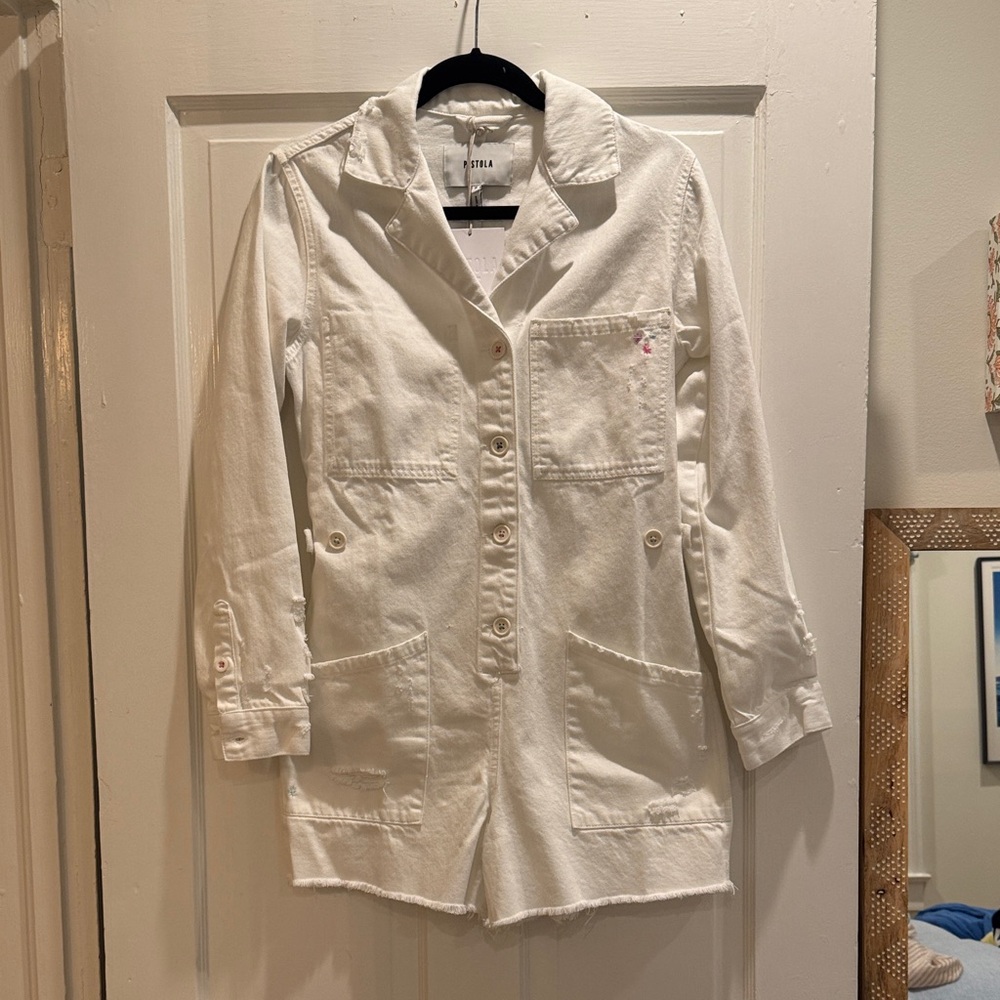 Pistola white long sleeve romper